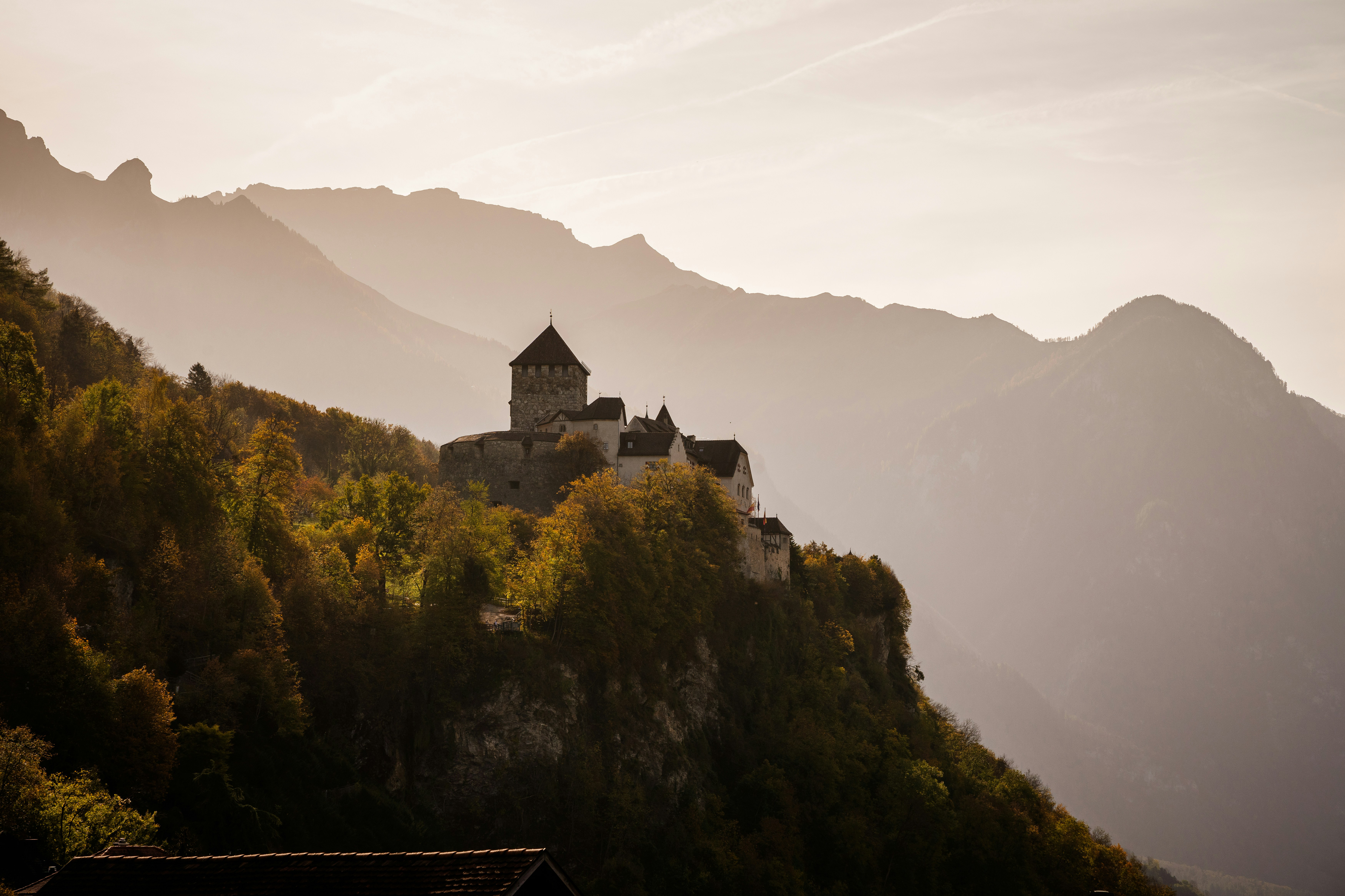 Vaduz Castle with Mountain Panorama
